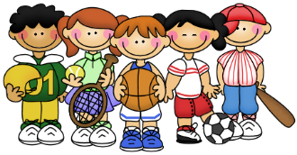 children holding sports equipment